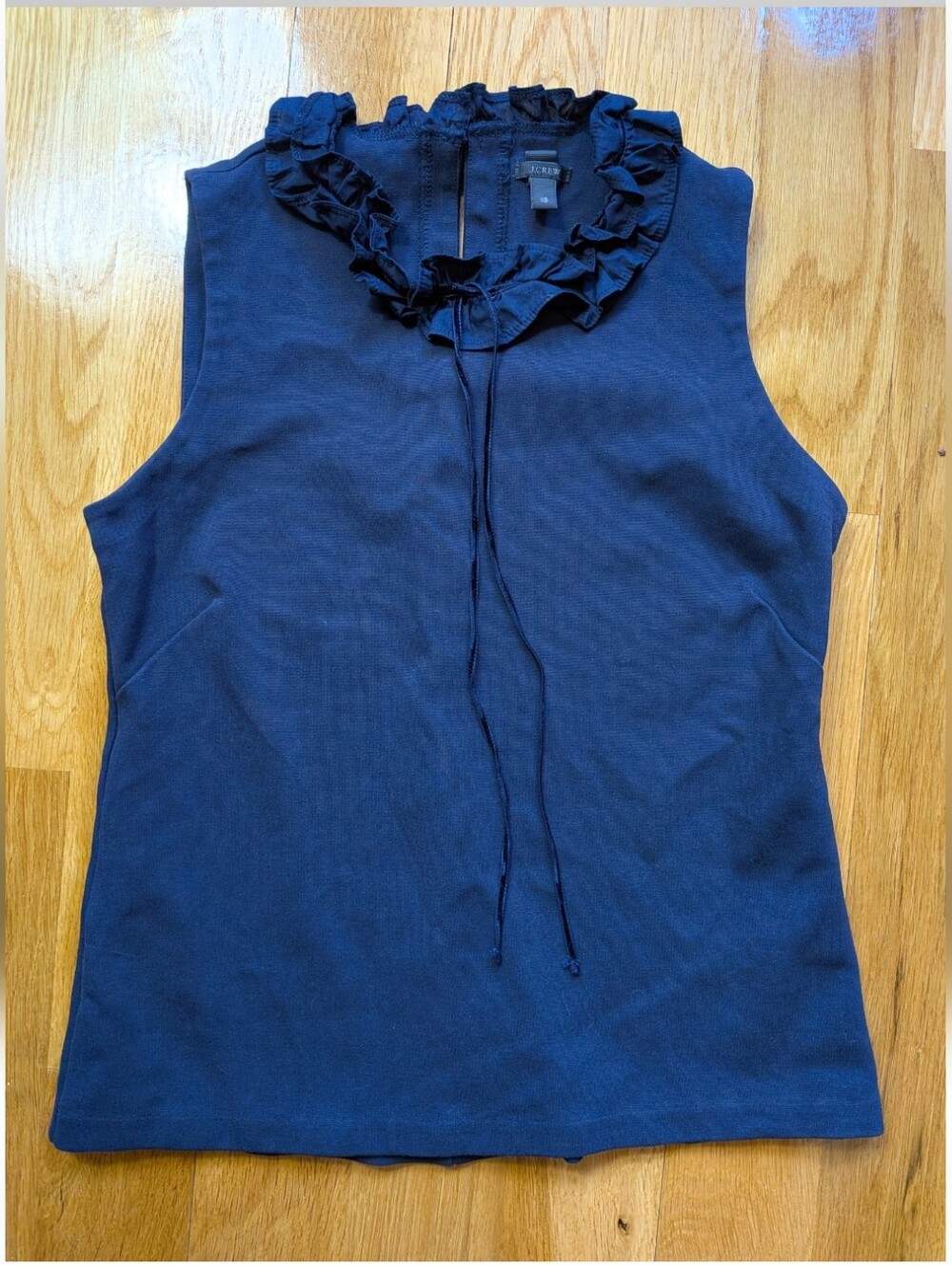 J. Crew Navy Ruffle-Trim Sleeveless Top